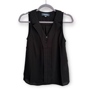 Modcloth Black Button-Front Sleeveless Blouse